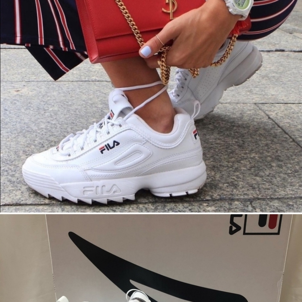 Fila Women's White and Red Sneakers